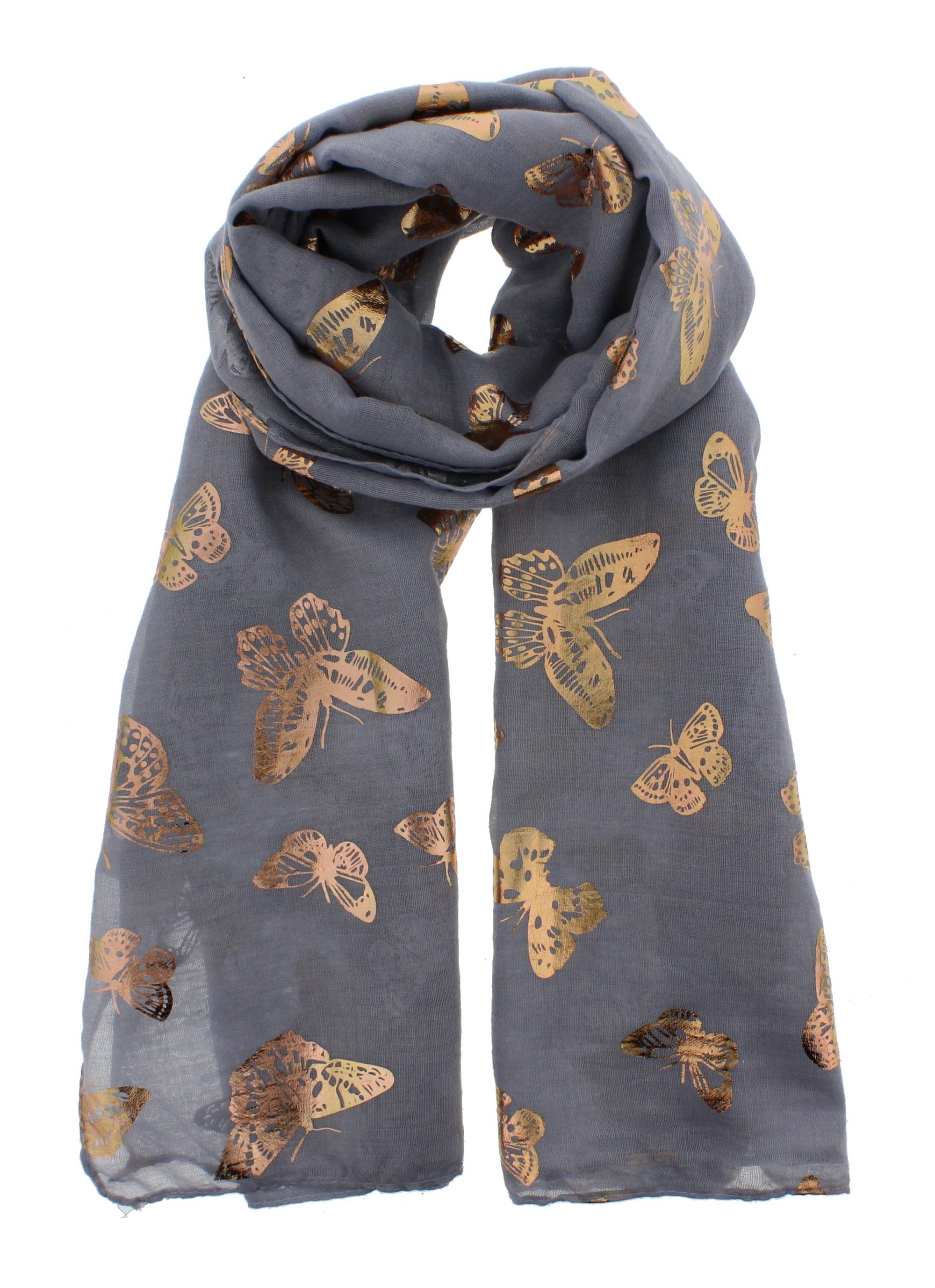 Large Gold Foil Butterflies Scarves