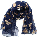 Large Gold Foil Butterflies Scarves