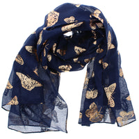 Large Gold Foil Butterflies Scarves
