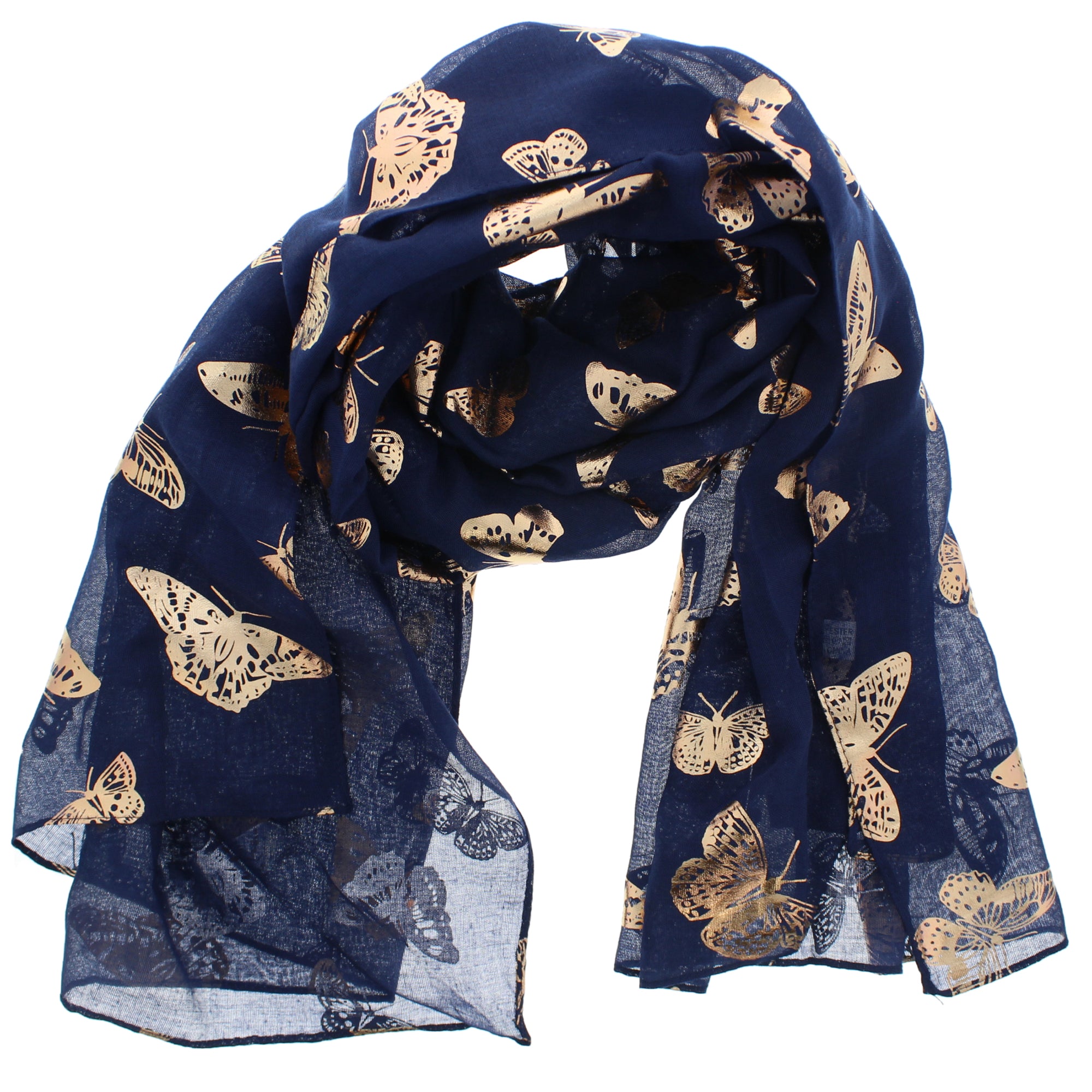 Large Gold Foil Butterflies Scarves