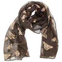 Large Gold Foil Butterflies Scarves