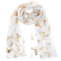Large Gold Foil Butterflies Scarves