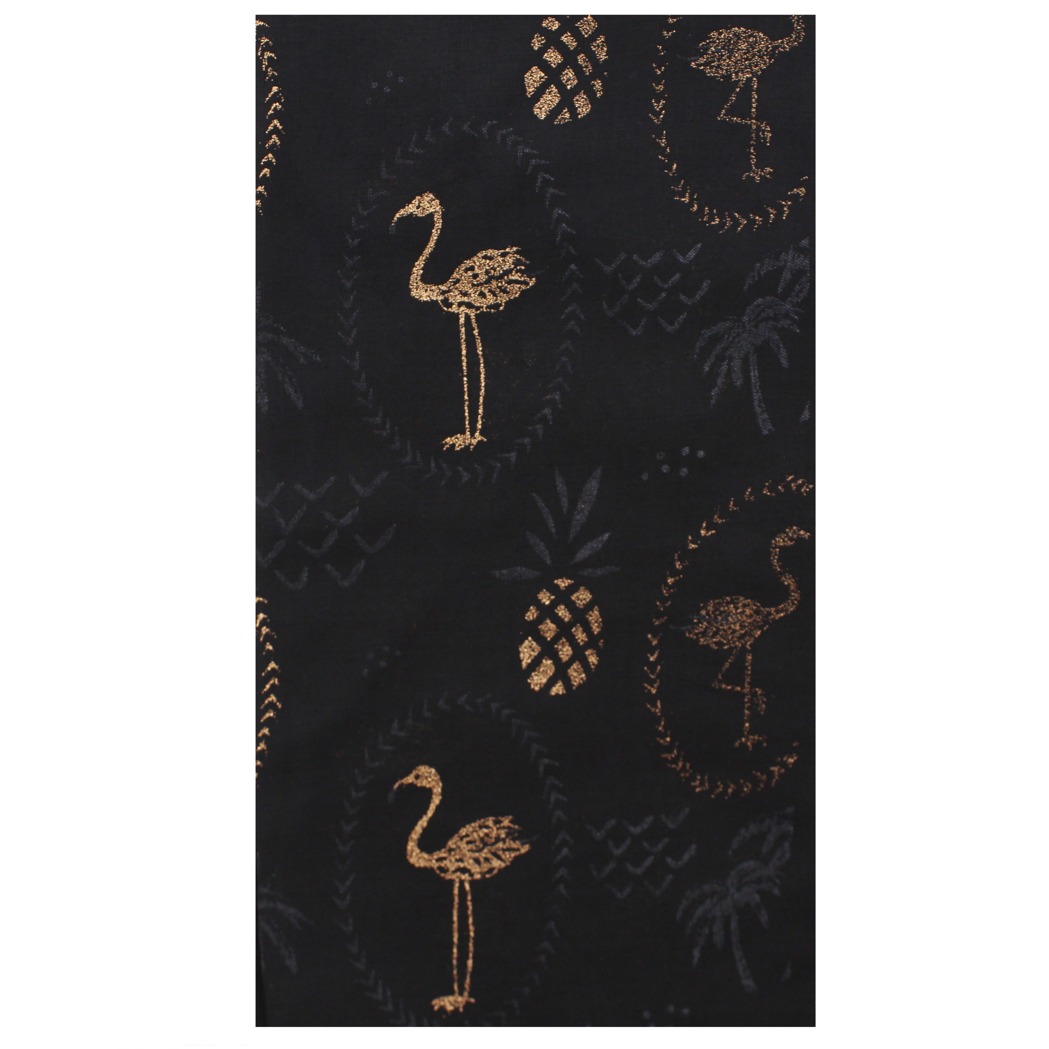 Gold Glitter Flamingos & Pineapples Scarves