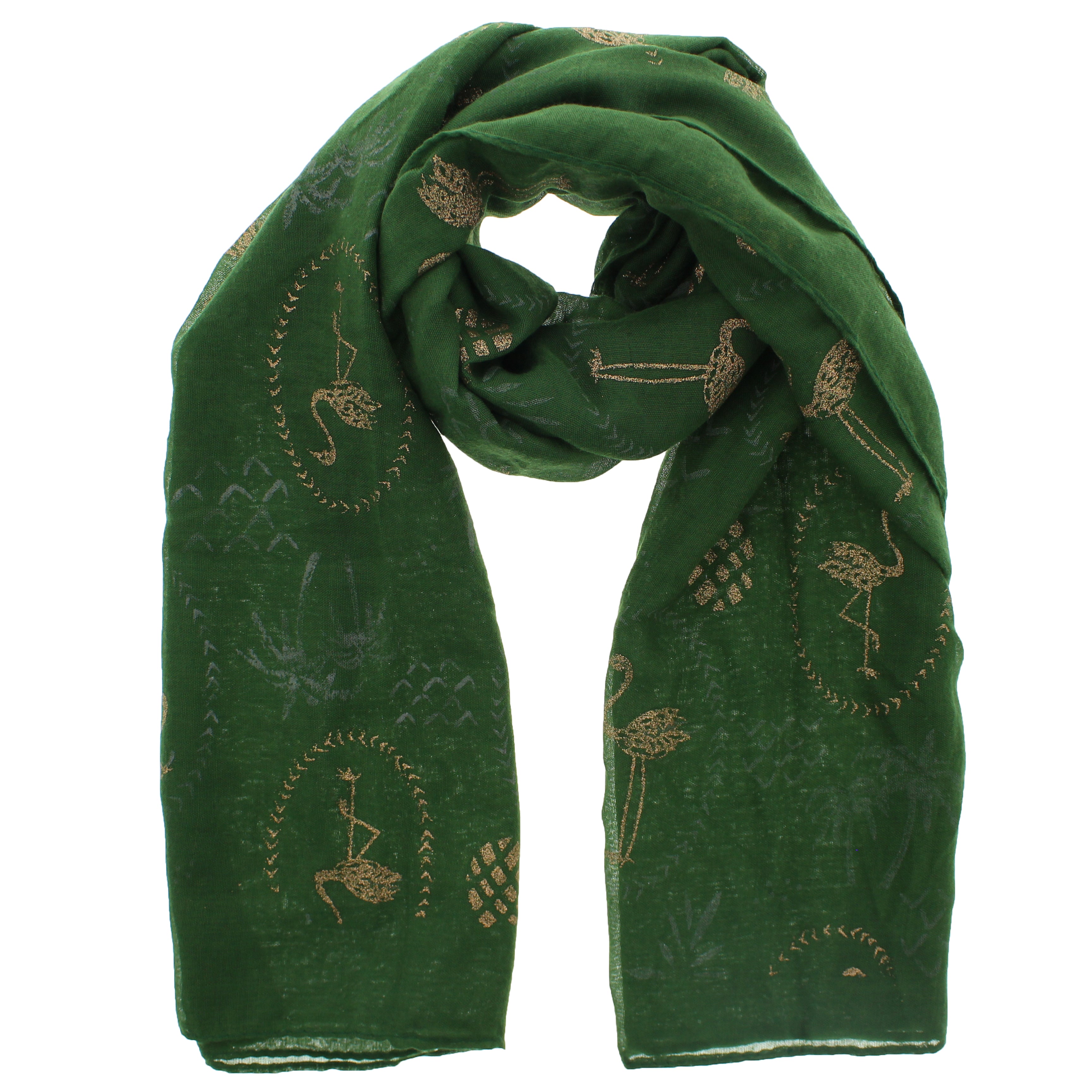 Gold Glitter Flamingos & Pineapples Scarves