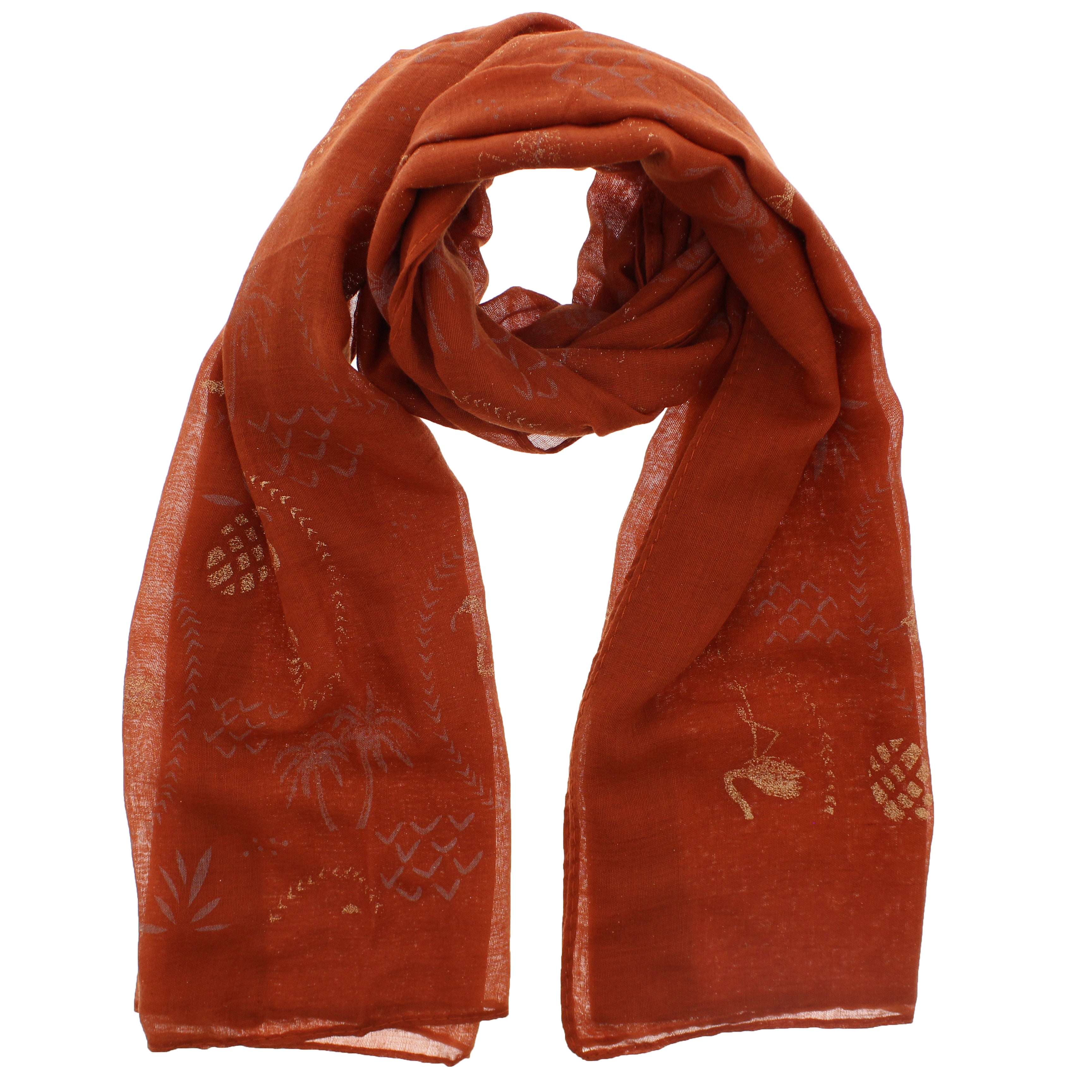 Gold Glitter Flamingos & Pineapples Scarves