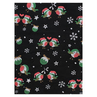 Robins, Stars & Snowflakes Black Printed Scarf