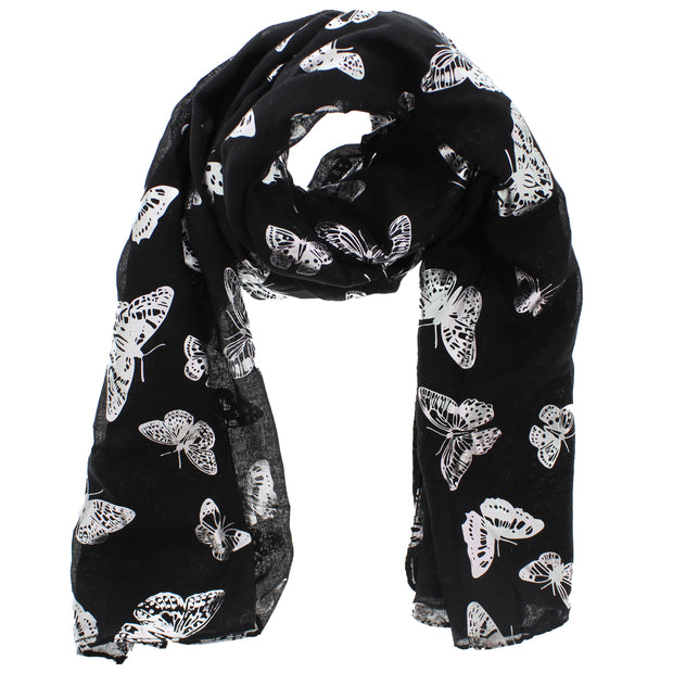 Scarf with Silver Foil Butterflies