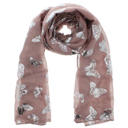 Scarf with Silver Foil Butterflies