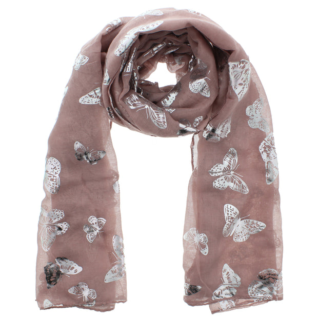 Scarf with Silver Foil Butterflies