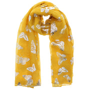 Scarf with Silver Foil Butterflies