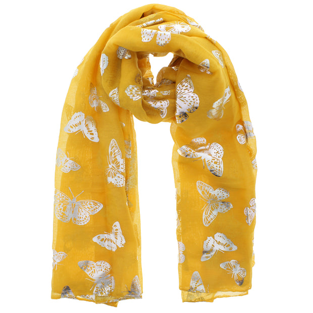 Scarf with Silver Foil Butterflies