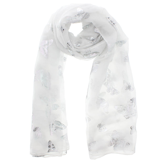 Scarf with Silver Foil Butterflies