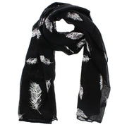 Scarf with Silver Foil Feathers