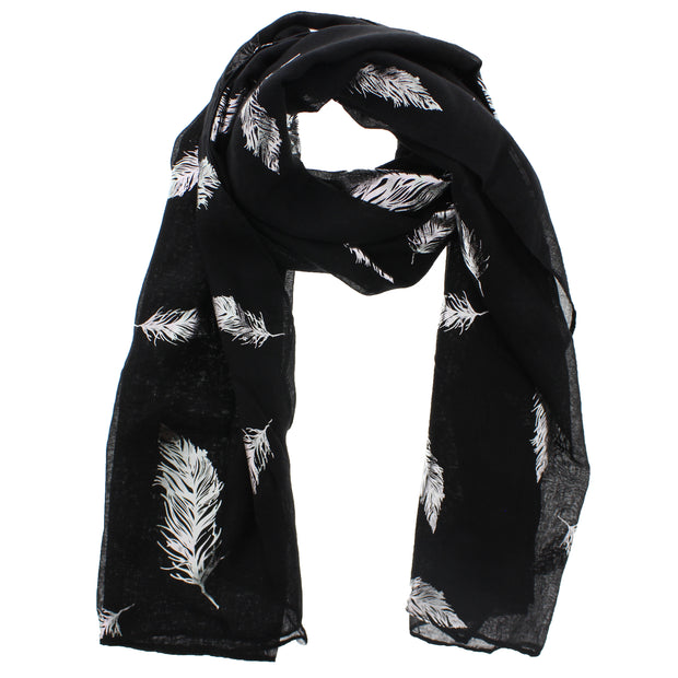 Scarf with Silver Foil Feathers