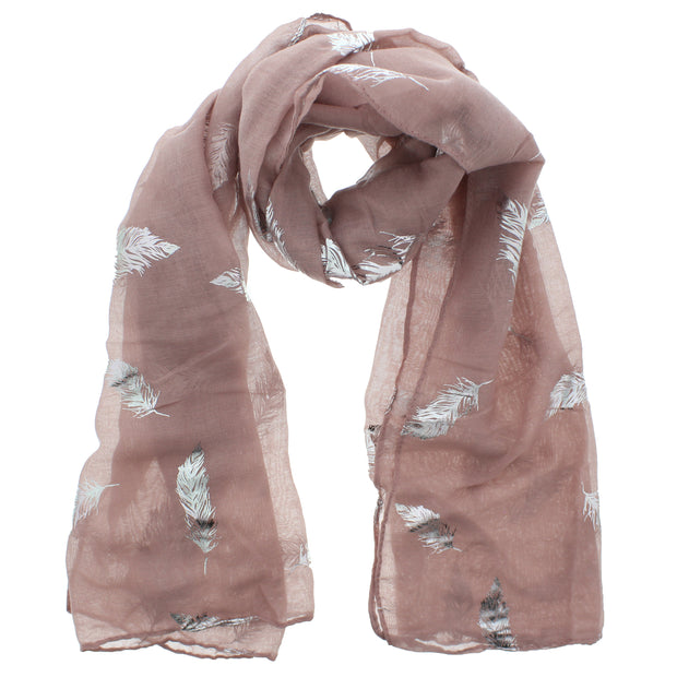 Scarf with Silver Foil Feathers
