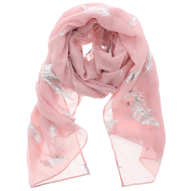 Scarf with Silver Foil Feathers
