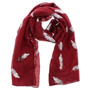 Scarf with Silver Foil Feathers