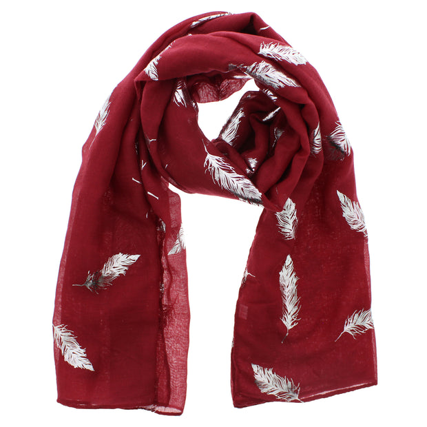 Scarf with Silver Foil Feathers