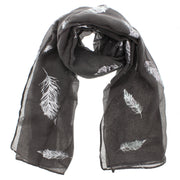 Scarf with Silver Foil Feathers