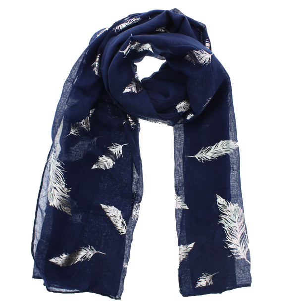 Scarf with Silver Foil Feathers