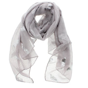 Scarf with Silver Foil Feathers