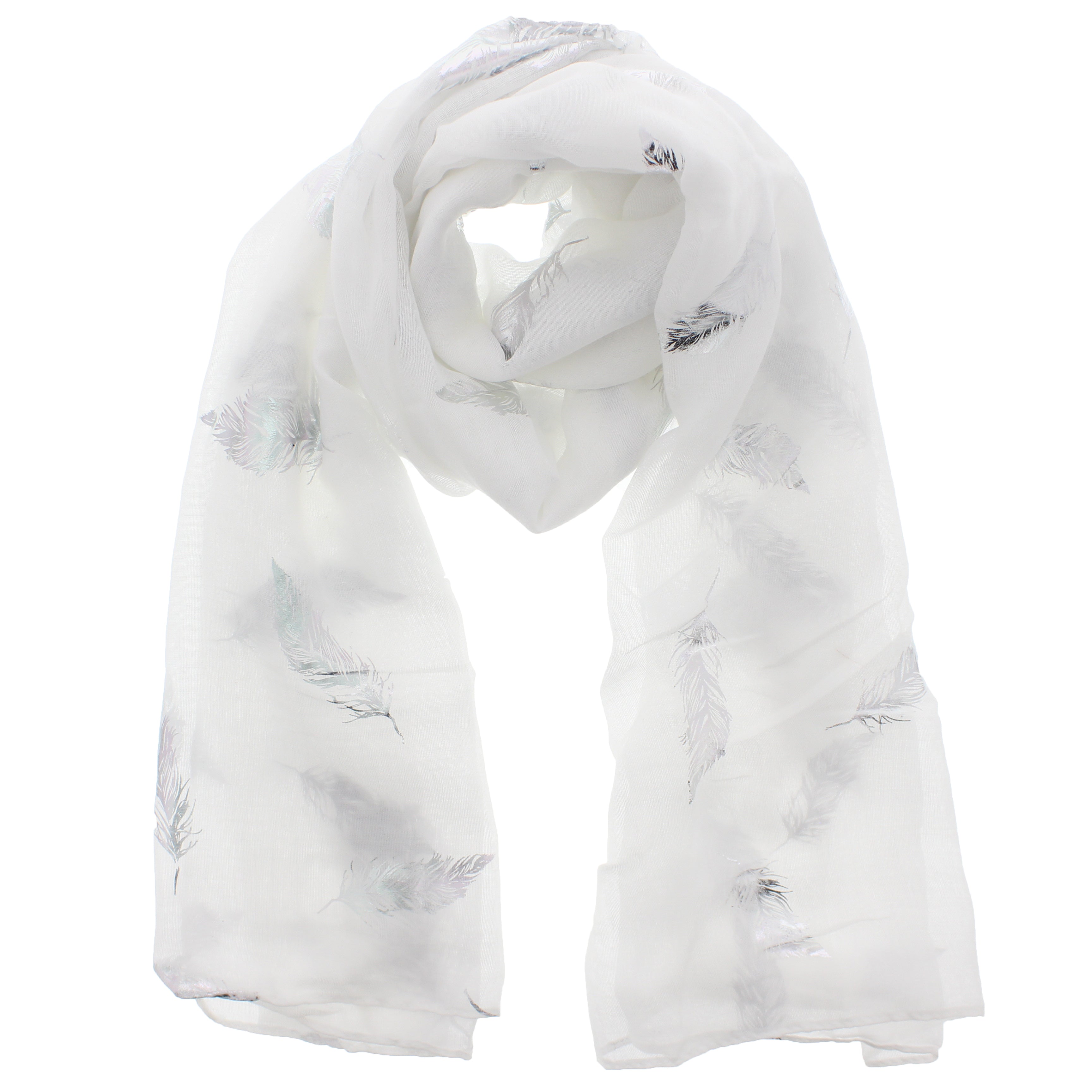 Silver Foil Feathers Scarves