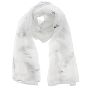 Scarf with Silver Foil Feathers
