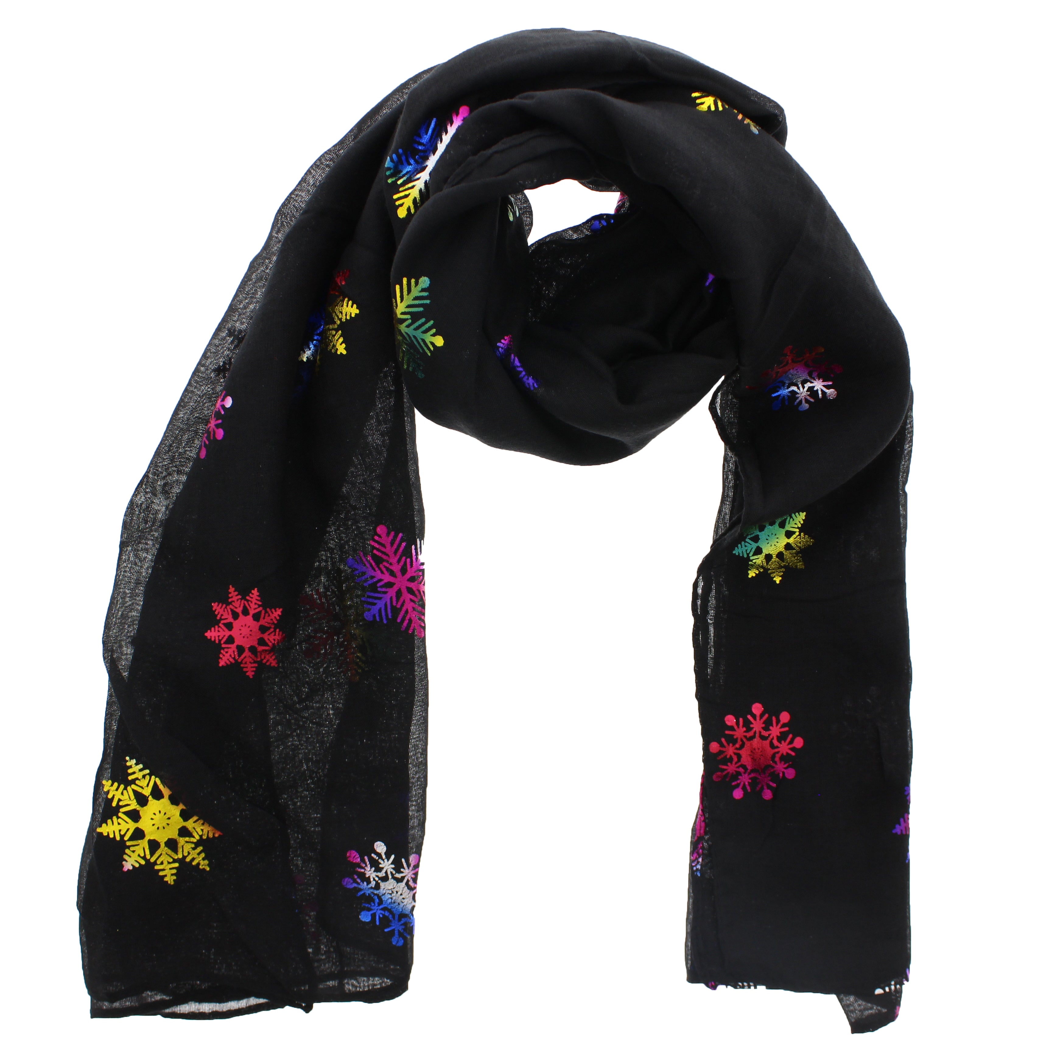 Rainbow Foil Snowflakes Scarves