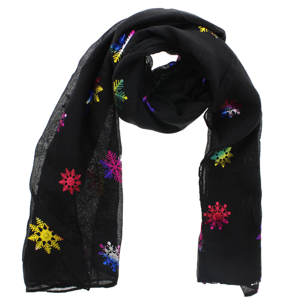 Scarf with Rainbow Foil Snowflakes