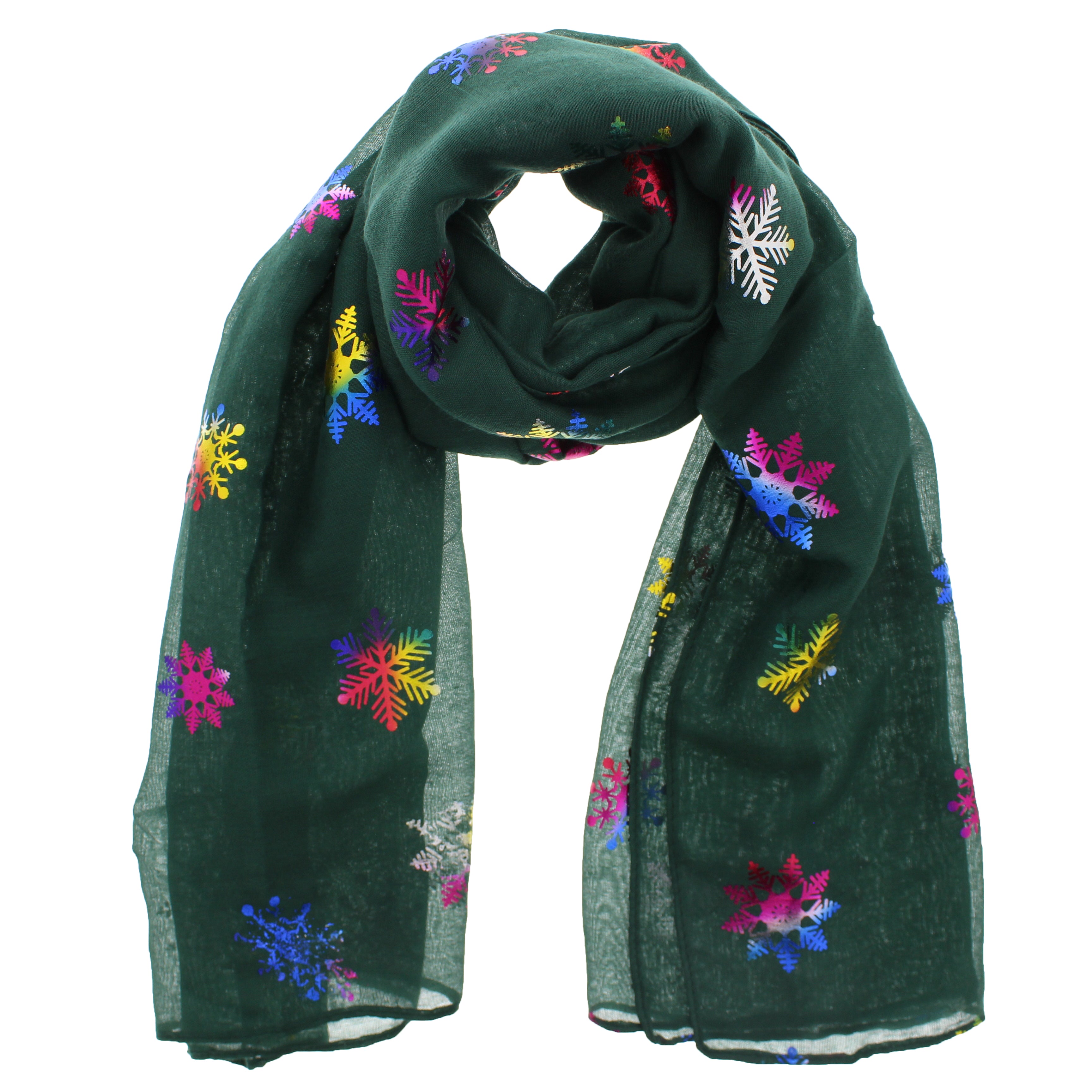 Rainbow Foil Snowflakes Scarves