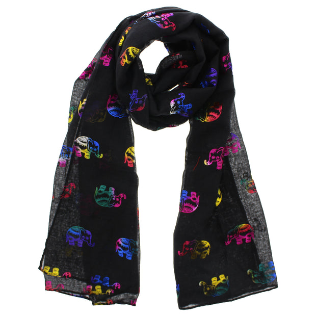 Scarf with Rainbow Foil Elephants