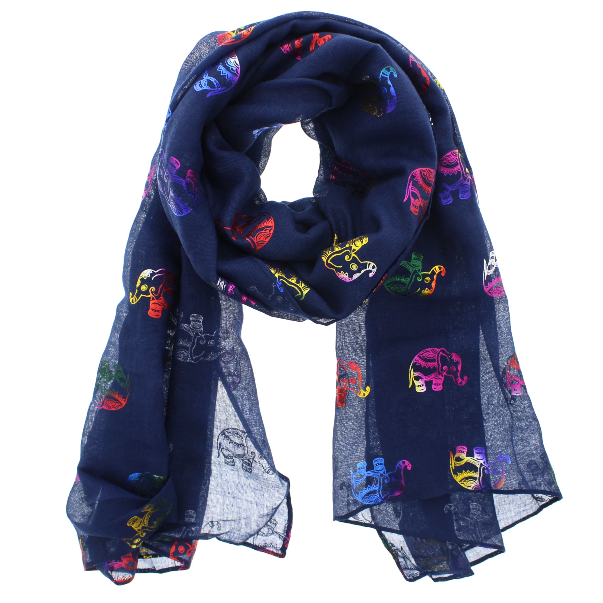 Rainbow Foil Elephants Scarves