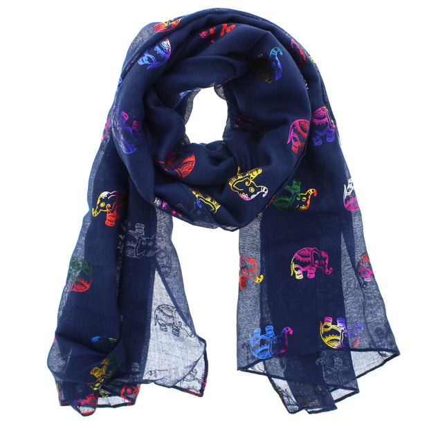 Scarf with Rainbow Foil Elephants