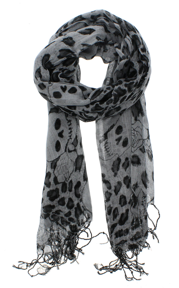 Skulls, Roses & Leopard Print Scarf