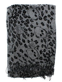 Skulls, Roses & Leopard Print Scarf