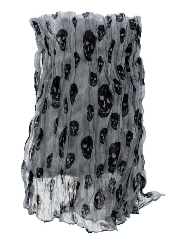 Skinny Wrinkled Skull Print Scarf