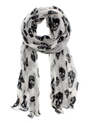 Skinny Wrinkled Skull Print Scarf