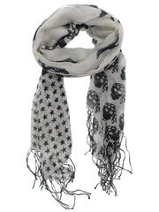 Graduated Black Pirate Skull Print Scarf