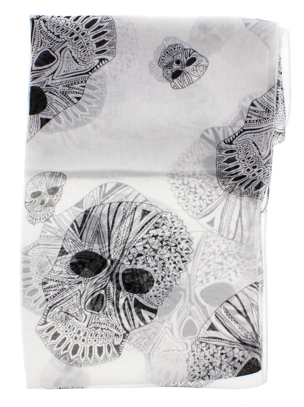 Aztec Skull Print Chiffon Scarf