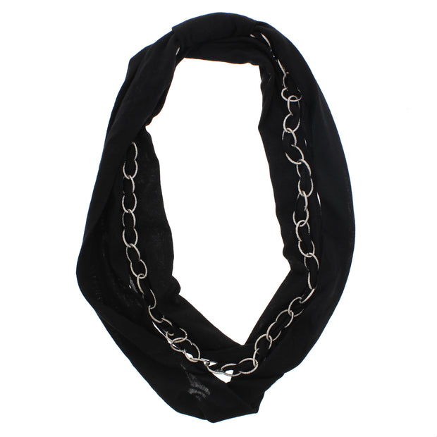 Jersey Cotton Black Snood with Chain