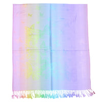 Pastel Rainbow Butterfly Printed Pashmina with Tassels