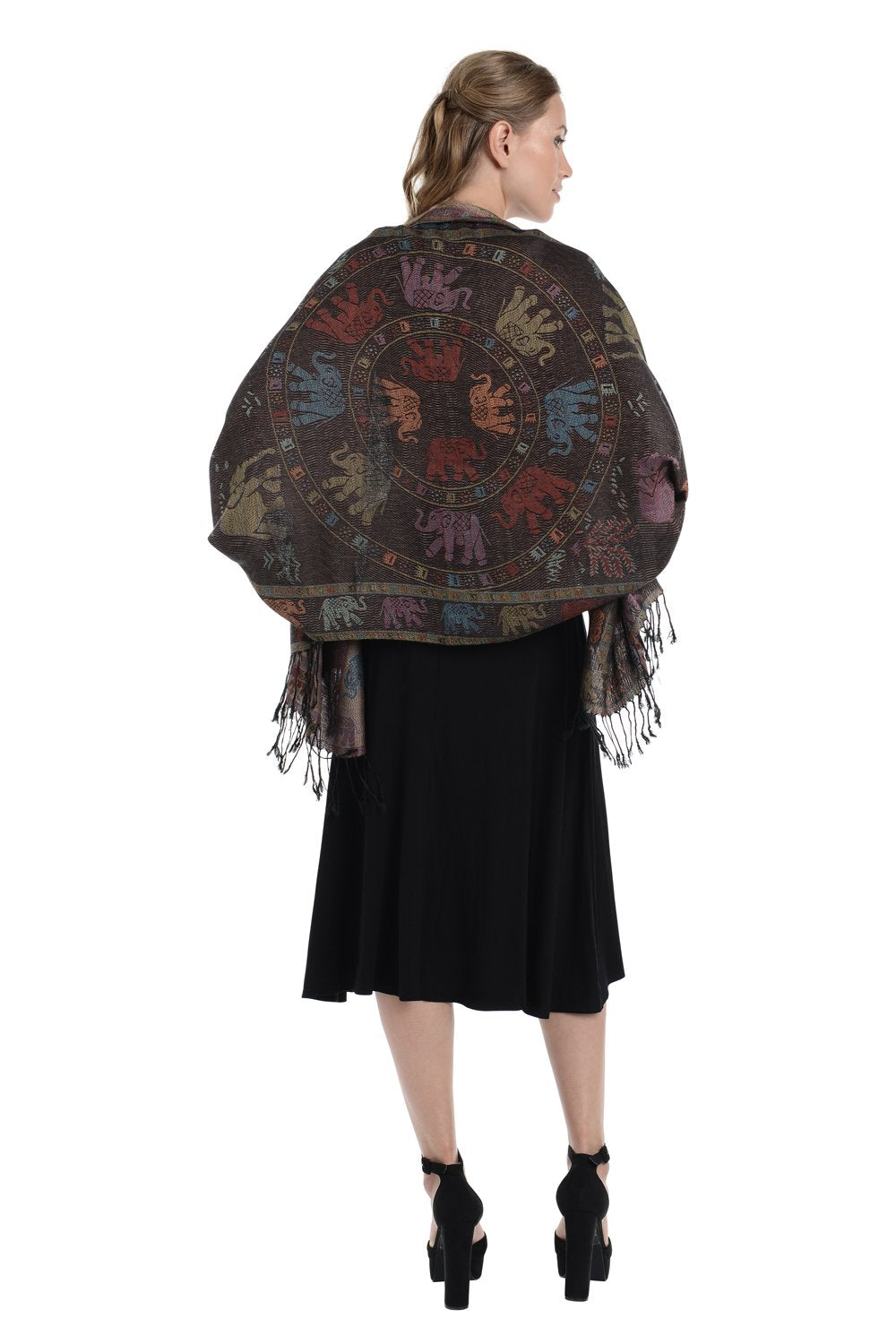 Reversible Elephant Printed Pashmina
