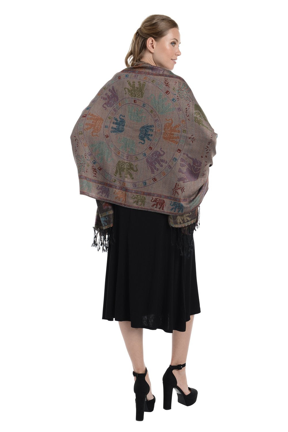 Reversible Elephant Printed Pashmina
