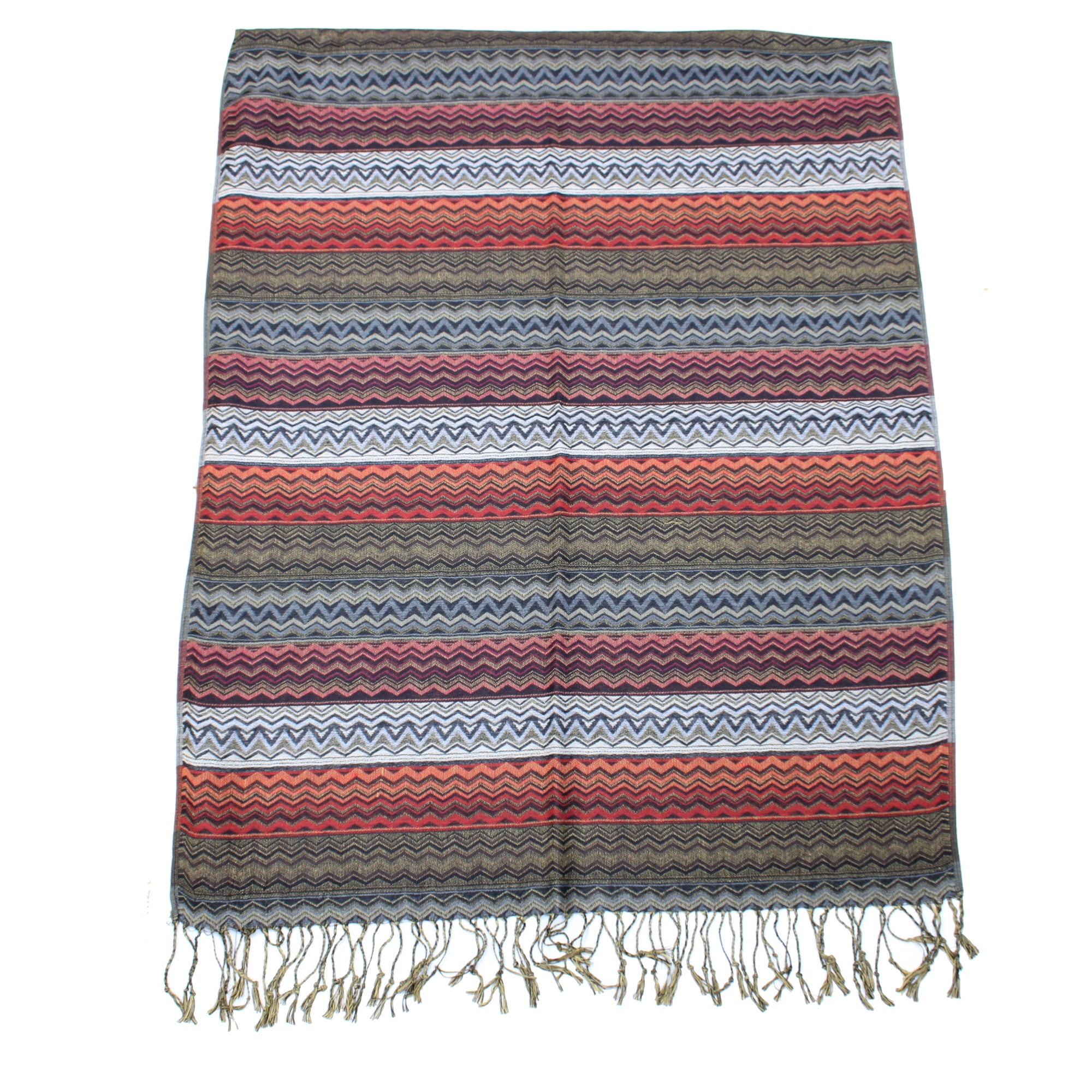 Zig Zag Printed Pashmina with Tassels