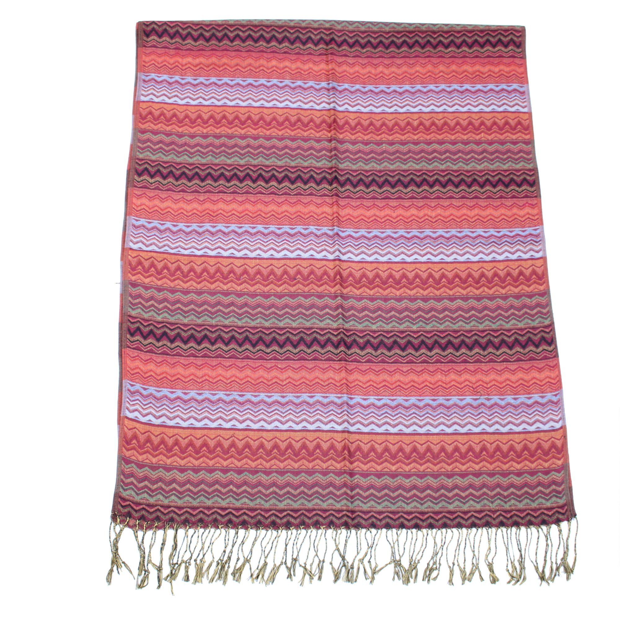 Zig Zag Printed Pashmina with Tassels