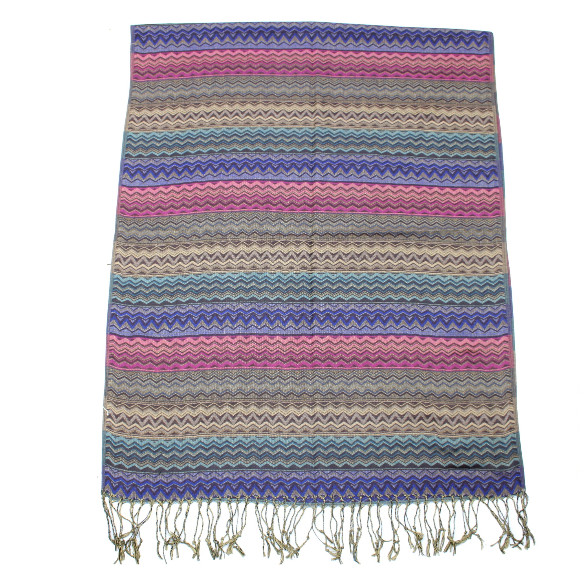 Zig Zag Printed Pashmina with Tassels
