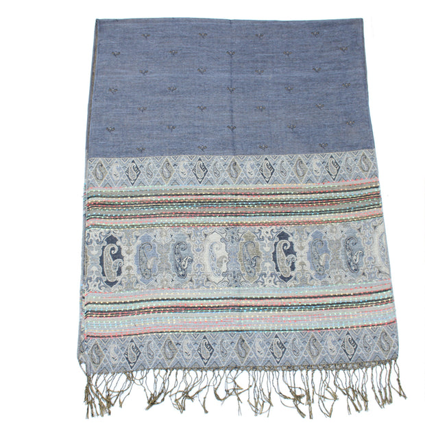 Patterned & Paisley Print Pashmina with Tassels