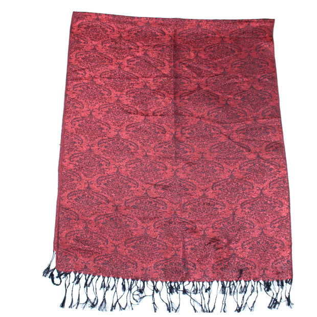 Reversible Patterned Glitter Pashmina with Tassels