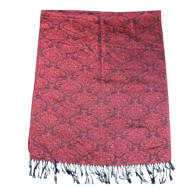 Reversible Patterned Glitter Pashmina with Tassels