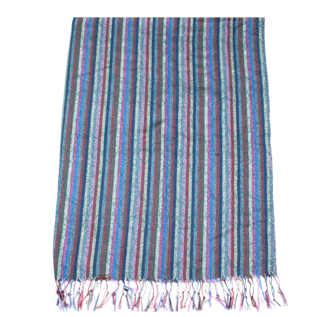 Multicolour Striped Pashmina with Tassels